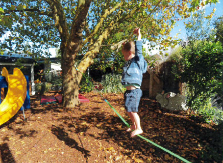 Daring on the green rope. By Mangere Bridge Kindergarten